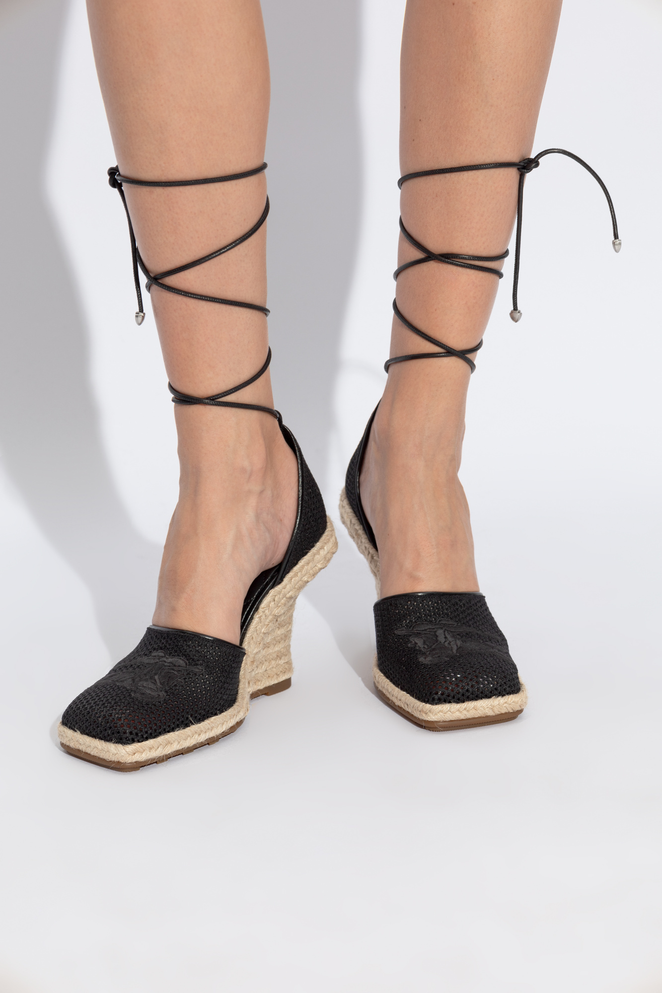 Black Plunge Wedge Espadrilles Burberry Vitkac France